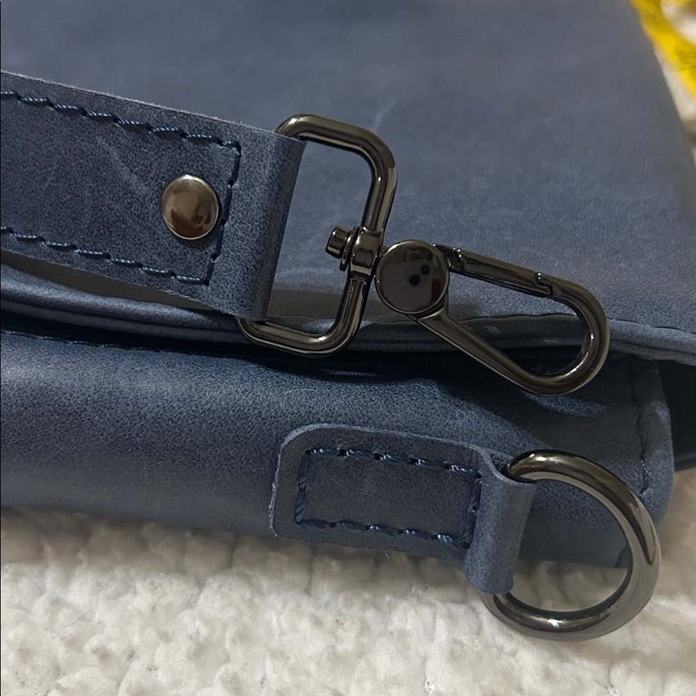 Blue Vegan Leather Crossbody Bag - Picture 12 of 13